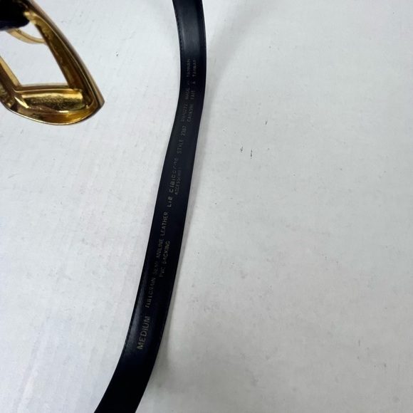 VTG Y2k Liz Claiborne Gold Buckle Leather Belt Blue Size M goth Whimsigoth - Picture 6 of 6